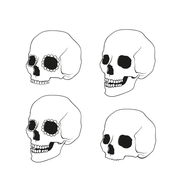 落書きスタイルで孤立した頭蓋骨のアイコンを設定. — ストックベクタ