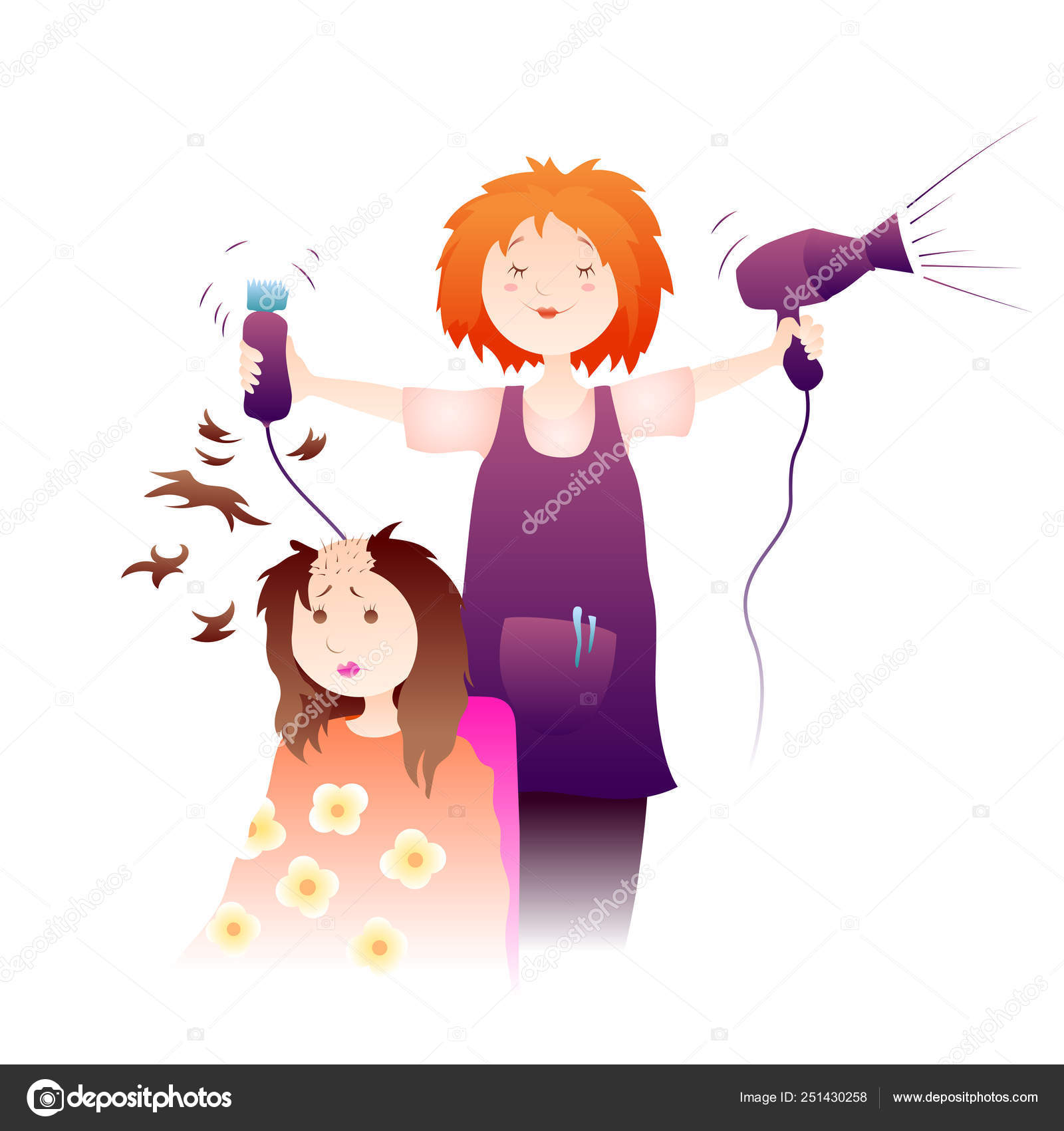 Funny Caricature Funny Hairdresser In Cartoon Style Stock