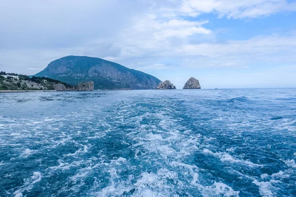Black Sea coast in Crimea, sea shore resort