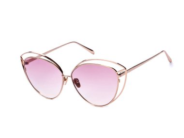 Beyaz arka plan üzerinde izole pembe lensler ile güneş gözlüğü