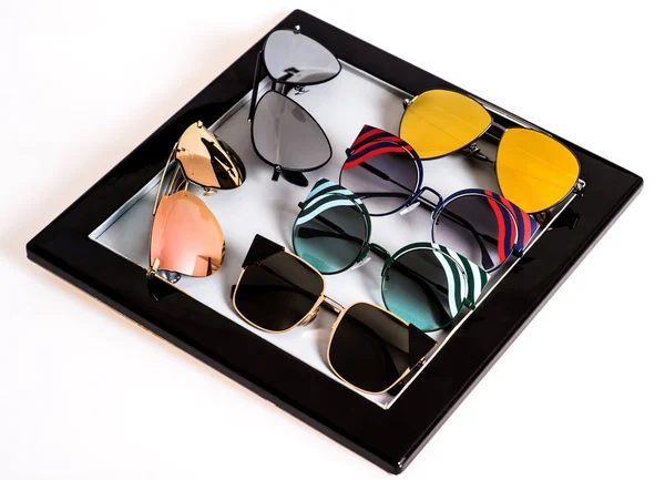 Sonnenbrille Schwarzem Rahmen Auf Weißem Hintergrund — Stockfoto