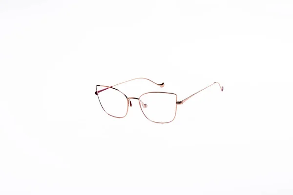 Gläser Mit Transparenter Brille Modischem Rahmen Auf Isoliertem Weißem Hintergrund — Stockfoto