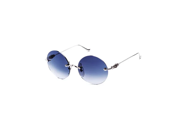 Gafas Sol Con Gafas Azules Sobre Fondo Blanco Aislado —  Fotos de Stock