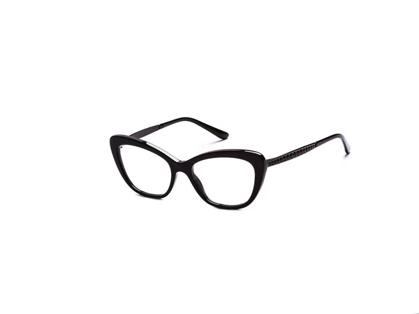 Gläser Mit Transparenter Brille Modischem Rahmen Auf Isoliertem Weißem Hintergrund — Stockfoto