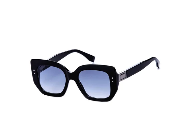Óculos Sol Com Óculos Azuis Fundo Branco Isolado — Fotografia de Stock