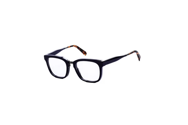 Glasögon Med Transparenta Glasögon Fashionabel Ram Isolerad Vit Bakgrund — Stockfoto
