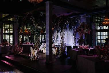 wedding hall decorated with flowers