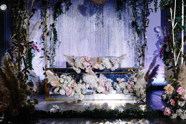 wedding hall decorated with flowers
