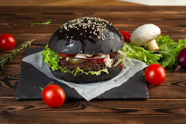 blackburger black mamba with marbled beef a gray stone