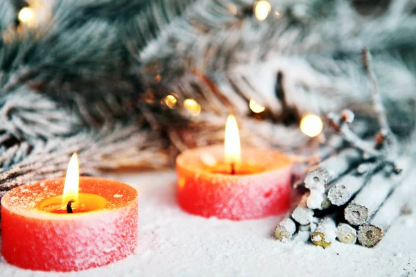 Composição Com Velas Madeira — Fotografia de Stock