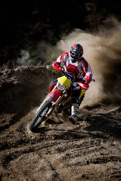 Corrida Motocross Pista Terra — Fotografia de Stock