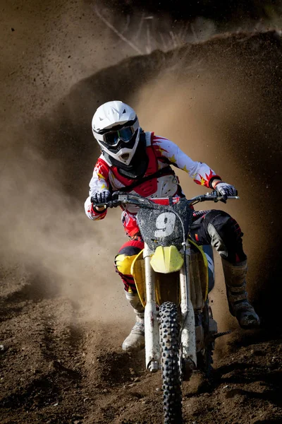 Corrida Motocross Pista Terra — Fotografia de Stock