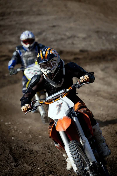 Carrera Motocross Pista Tierra — Foto de Stock