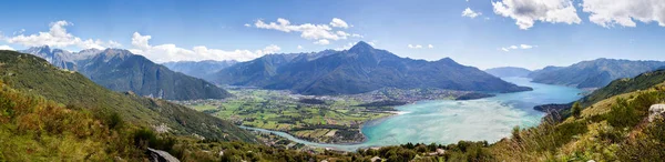 Panoramy 180 Niski Valtellina Upper Lake Como Włochy — Zdjęcie stockowe