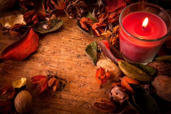 Potpourri Con Candele Natura Morta — Foto Stock