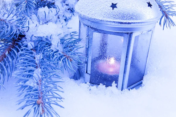 Linterna Azul Nieve Fresca — Foto de Stock