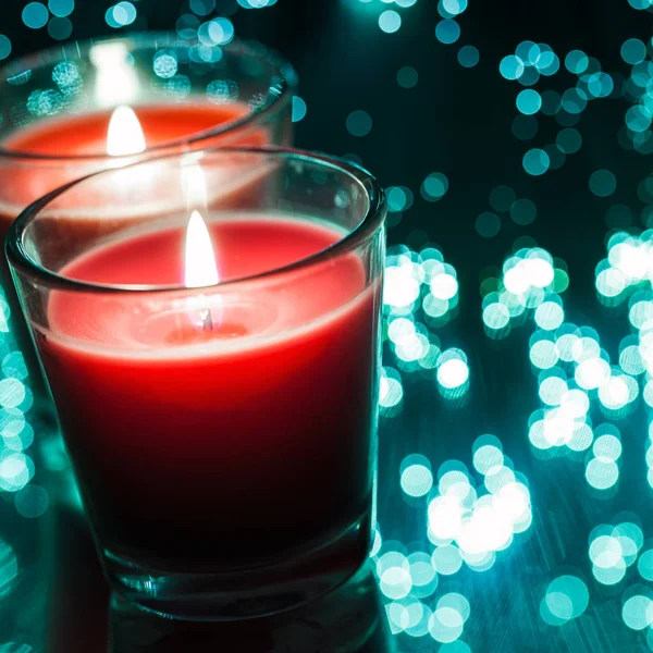 Candele Con Vetro Primo Piano — Foto Stock