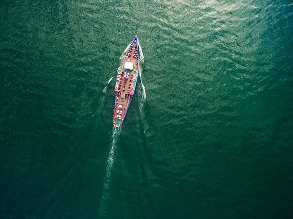 Barco Passageiros Vista Aérea Lago Como — Fotografia de Stock