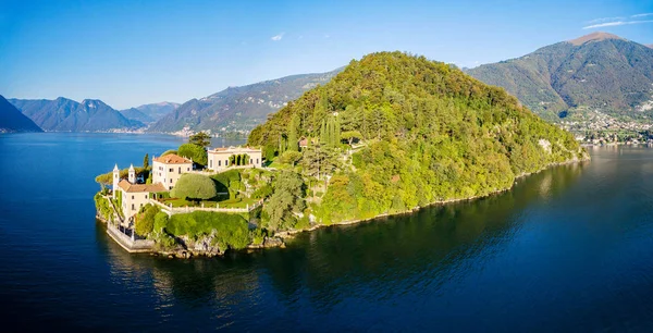 Villa Del Balbianello 1787 Lavedo Lenno Como Lake Panoramisch Luchtfoto — Stockfoto