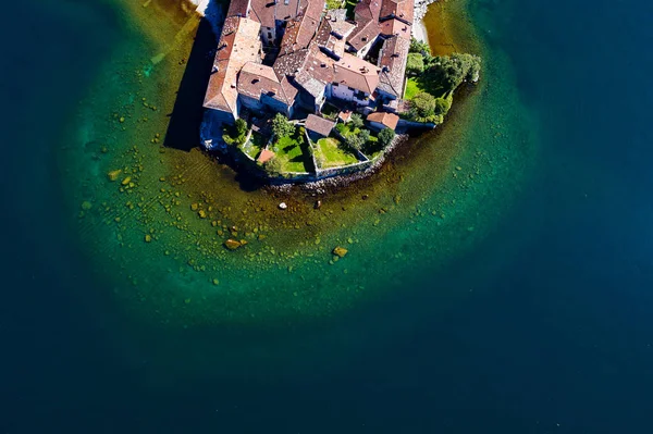 Lago Lierna Como Vista Aérea Del Castillo Antiguo Pueblo —  Fotos de Stock