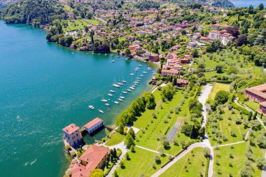 Como Gölü (BT) - Pescallo ve Bellagio - Serbelloni Park havadan görünümü