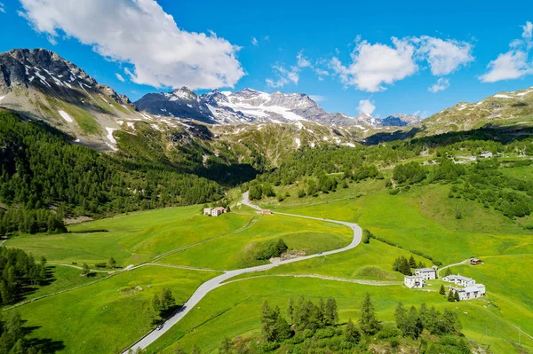 Bernina Pass Konumu Rosa Havadan Görünümü — Stok fotoğraf