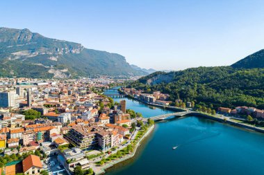 Lecco - Como Gölü (BT) - hava panoramik şehir