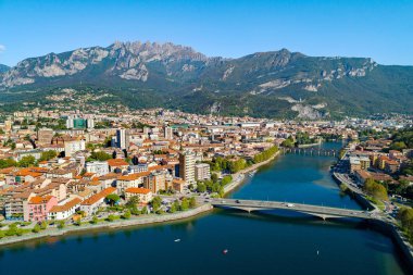 Lecco - Como Gölü (BT) - hava panoramik şehir
