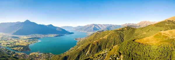 Vista Aérea Panorámica Del Alto Lario Sur Lago Como — Foto de Stock