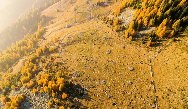 Jesienny Krajobraz Alpejski Widok Lotu Ptaka — Zdjęcie stockowe