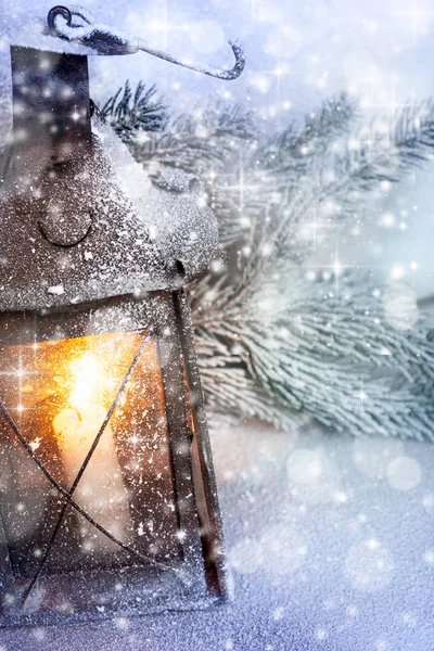 Vieja Linterna Nieve — Foto de Stock