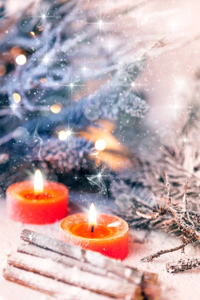 Χριστουγεννιάτικη Σύνθεση Κερί — Φωτογραφία Αρχείου