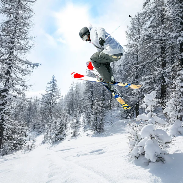 ski jump in fresh snow