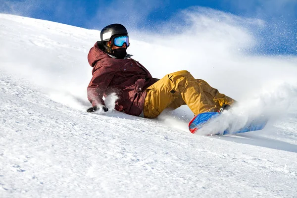 Snowboarder Neve Fresca — Fotografia de Stock