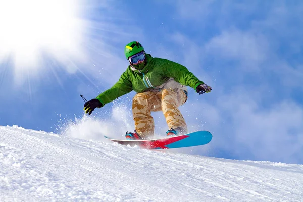 Snowboarder Nella Neve Fresca — Foto Stock