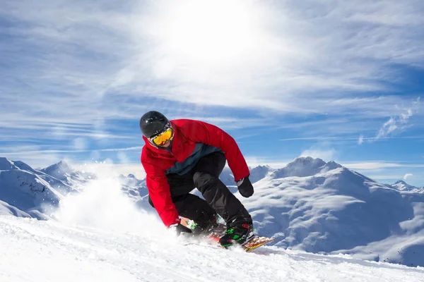 Descente Avec Snowboards Dans Neige Fraîche — Photo