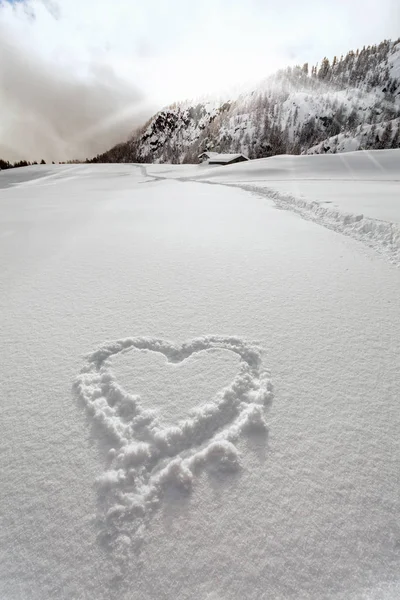 Coração Neve — Fotografia de Stock