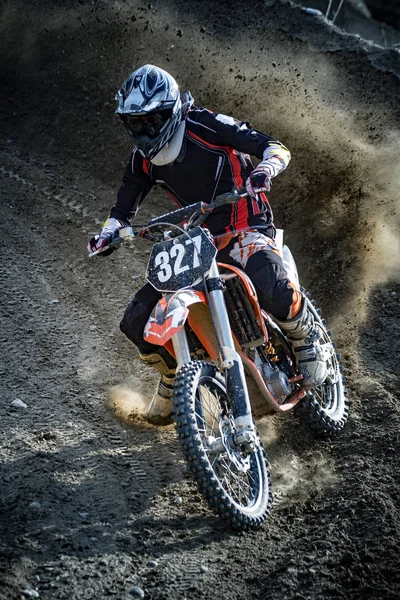 Dirt Bike Sur Une Piste Terre — Photo