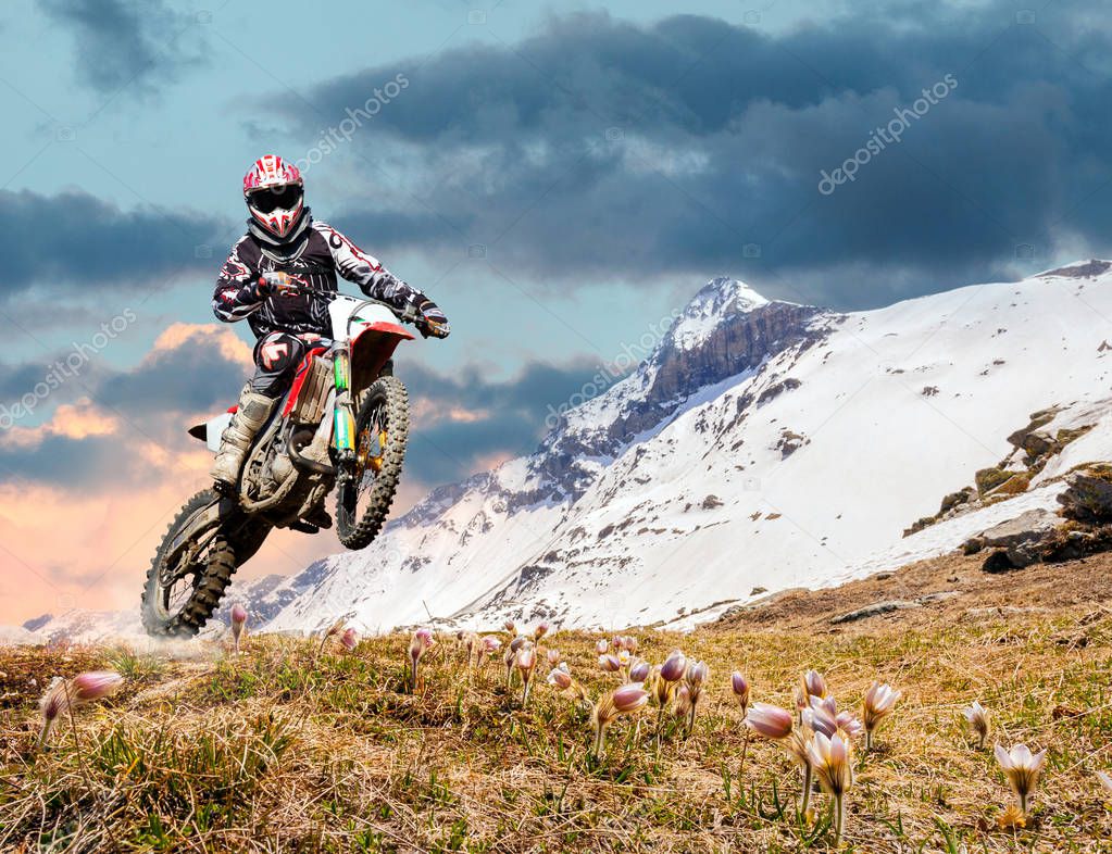 spring motocross in an alpine environment