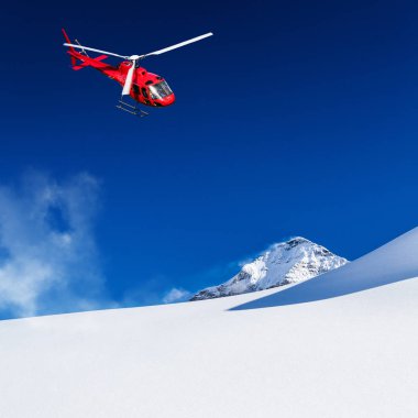 heli ski in fly over the alps clipart