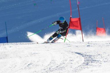 female slalom competition in action clipart