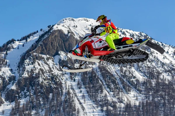 Deportes Extremos Invierno Con Moto Nieve — Foto de Stock