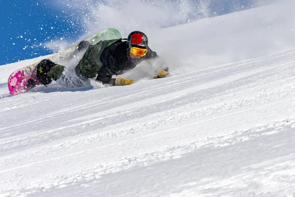Caída Con Tablas Snowboard Nieve Fresca —  Fotos de Stock