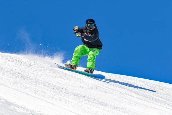 Snowboarders Acción Una Pista Nevada —  Fotos de Stock