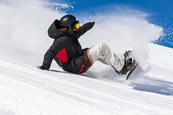 Autunno Con Snowboard Nella Neve Fresca — Foto Stock