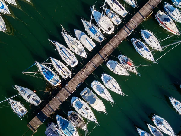 Moored Yachts Aerial View — Stock Photo, Image