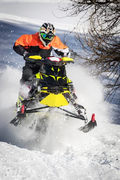 Esporte Inverno Snowmobile Ação — Fotografia de Stock