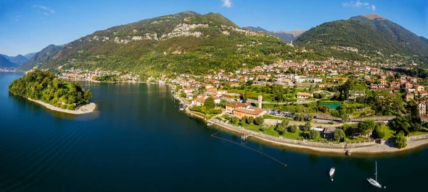 Isola Comacina Ossuccio Lacul Como Vedere Aeriană — Fotografie, imagine de stoc