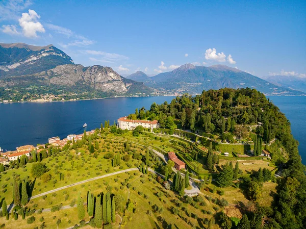 Como Gölü (BT) - Bellagio ve Villa Serbelloni park ve Bahçe - havadan görünümü