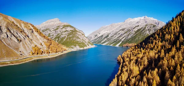 Livigno - Valtellina (BT) - hava panoramik Lago del Gallo